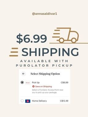 $6.99 Shipping Available with Purolator Pickup!